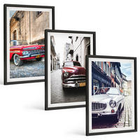 BILDER SET 3er Set - 40x60 cm Schwarzer Rahmen - Oldtimer in Städten - Schwarz, Kunststoff (40/60cm) - TULUP