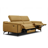 RELAXSOFA MATERA 3-Sitzer mit 2 Relaxfunktionen, dunkelgelb - Dunkelgelb/Schwarz, Holzwerkstoff/Textil (212/82/103cm) - Courtois Laville