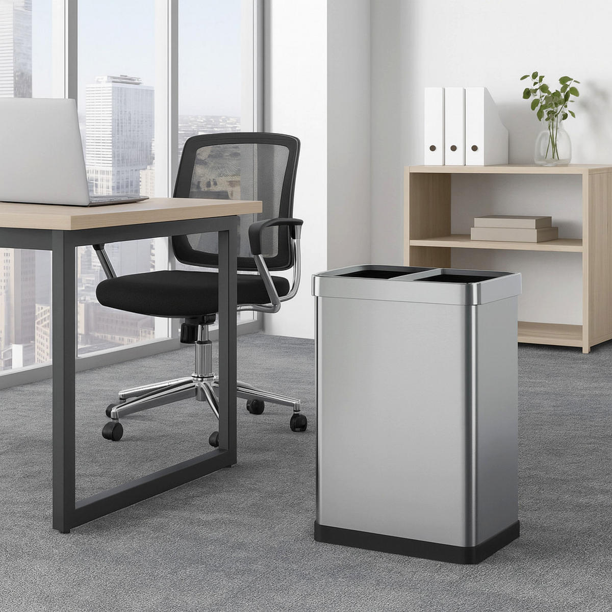MÜLLEIMER für Mülltrennung mit offenem Deckel TALLIN silber - Silberfarben, Metall (27/65/41cm) - Kitchen Move