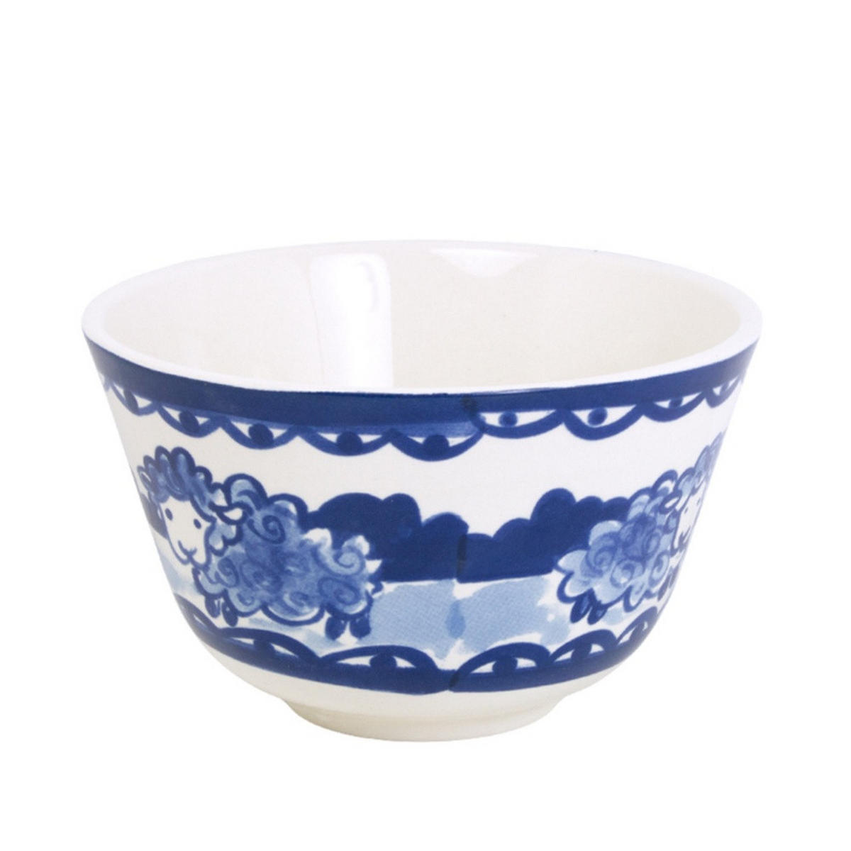 SCHALE Blume in weiß/blau - 14cm - Multicolor, Keramik (14.3/9/14.3cm) - Blond Amsterdam