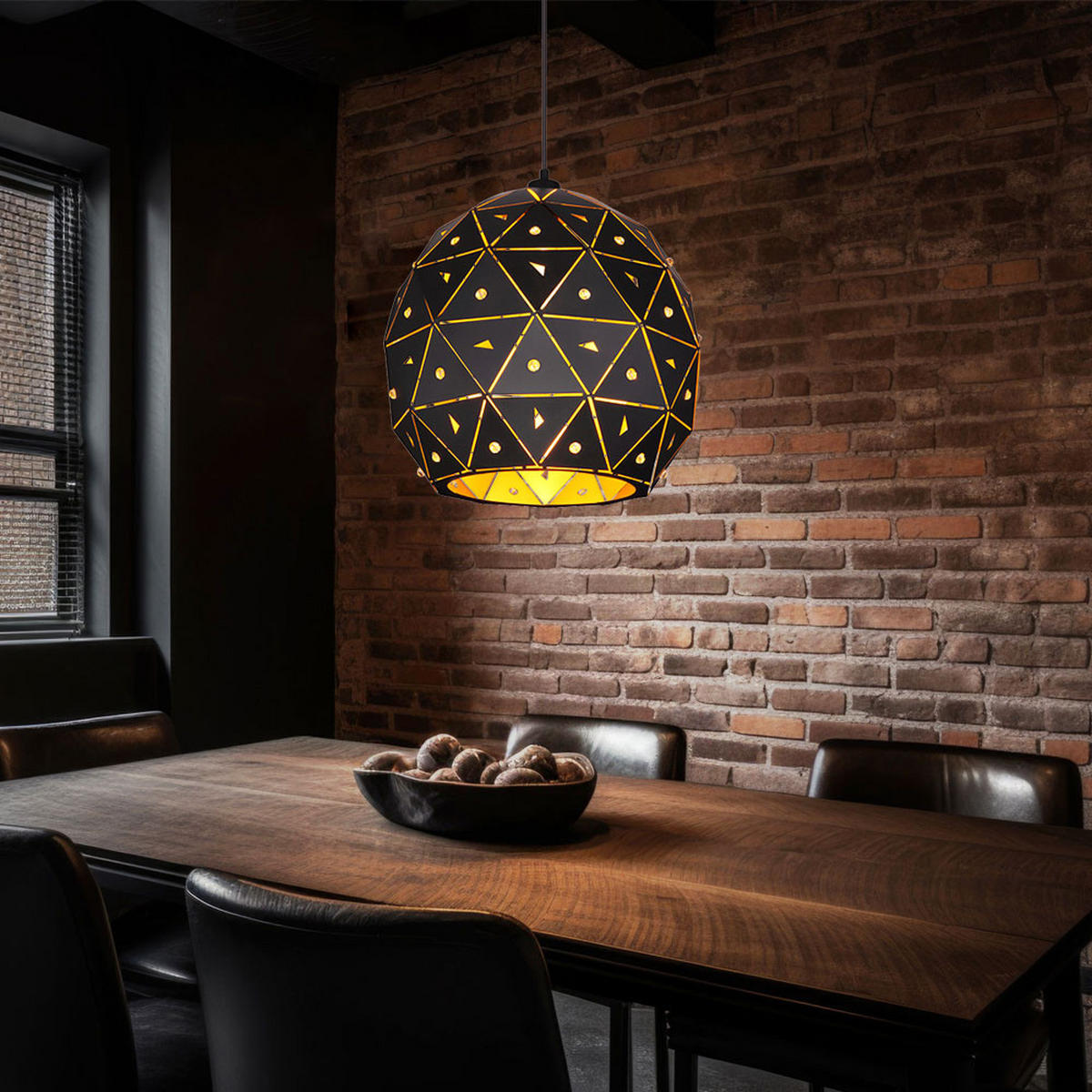 HÄNGELEUCHTE Metall Schwarz Kristall - Schwarz, Metall (40/40/120cm) - Globo Lighting