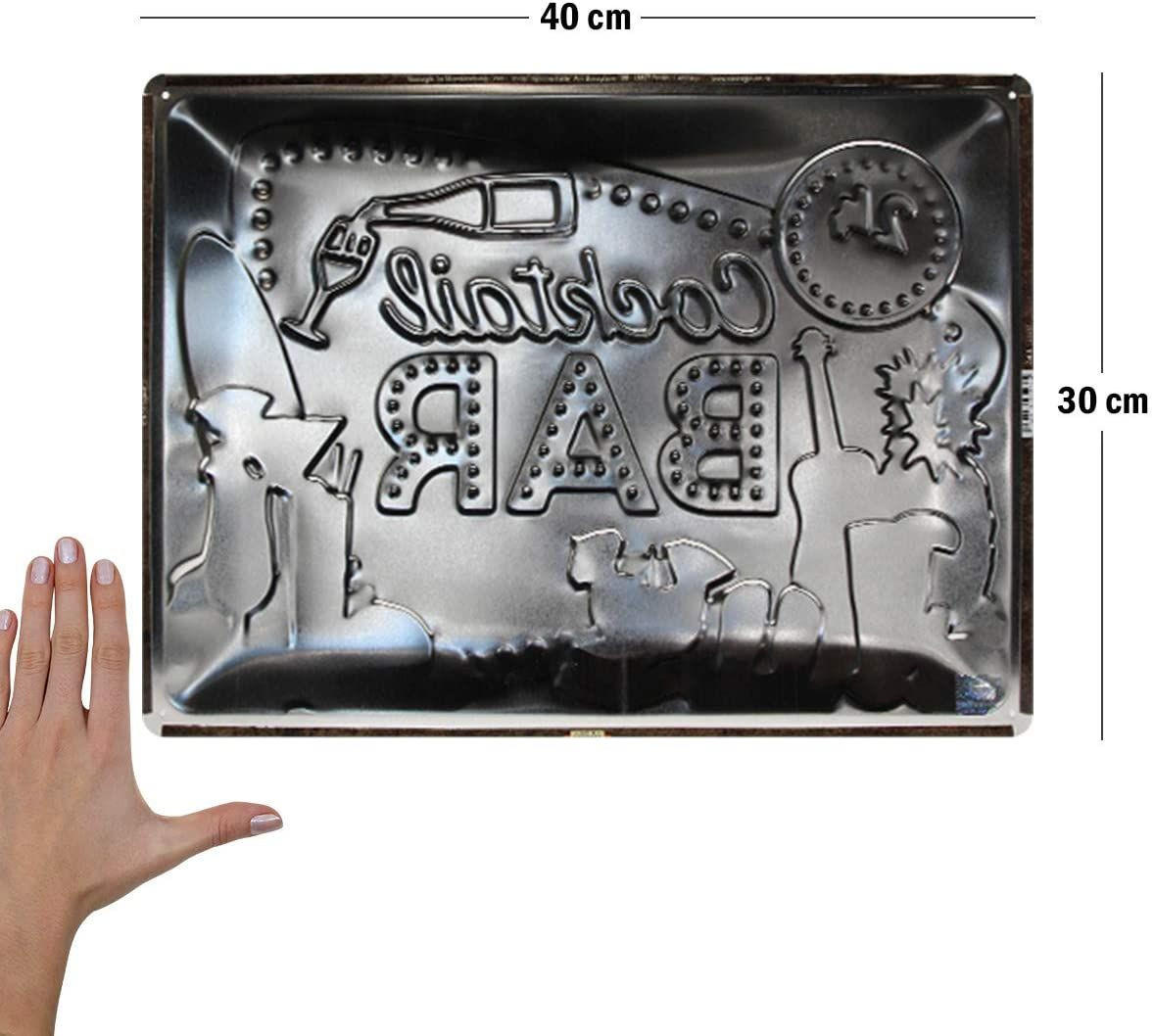 BLECHSCHILD 30/40 cm Open Bar Cocktail Bar - Multicolor, Metall (40/30/0.2cm) - Nostalgic-Art