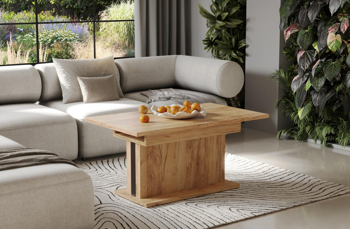 COUCHTISCH Solaris höhenverstellbar ausziehbar - Eiche Bianco, Holzwerkstoff (110/65/58cm) - Endo-Moebel