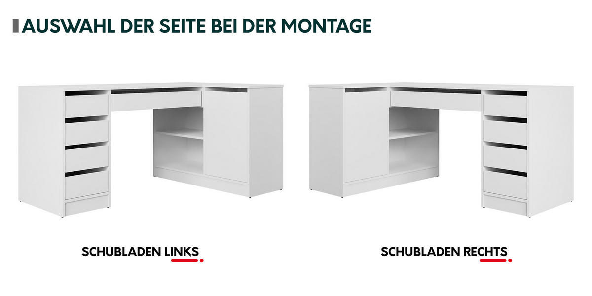 ECKSCHREIBTISCH Ada - Nussbaumfarben/Schwarz, Holzwerkstoff/Kunststoff (98/158/76cm) - MIRJAN24