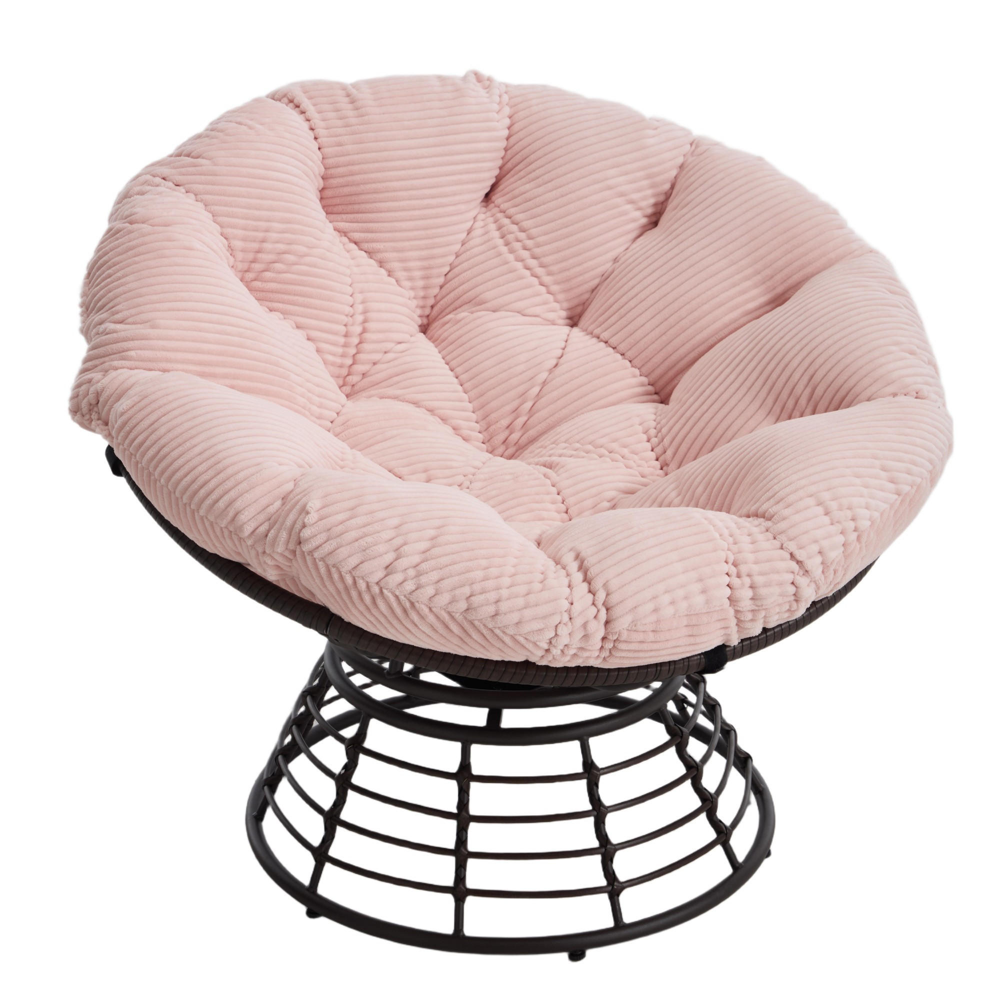 GARTEN-RELAXSESSEL Papasansessel, 360° drehbar,Rattan, Rosa - Rosa, Metall (60/67/92cm) - LVHOM
