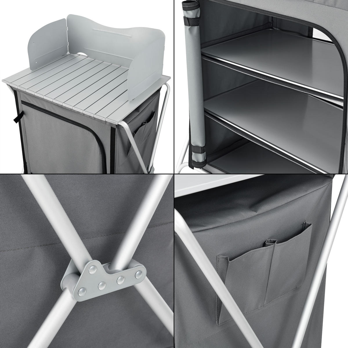 CAMPINGSCHRANK Tullinge - Grau, Textil/Metall (52/70/109.5cm) - [en.casa]
