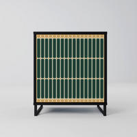 SIDEBOARD ILUSION GATE, Schwarz, 57,5x42x67,5 cm, Schwarze Metall-Rahmenfüße - Multicolor/Schwarz, Holzwerkstoff/Metall (57.5/67.5/42cm) - SpaceRebels