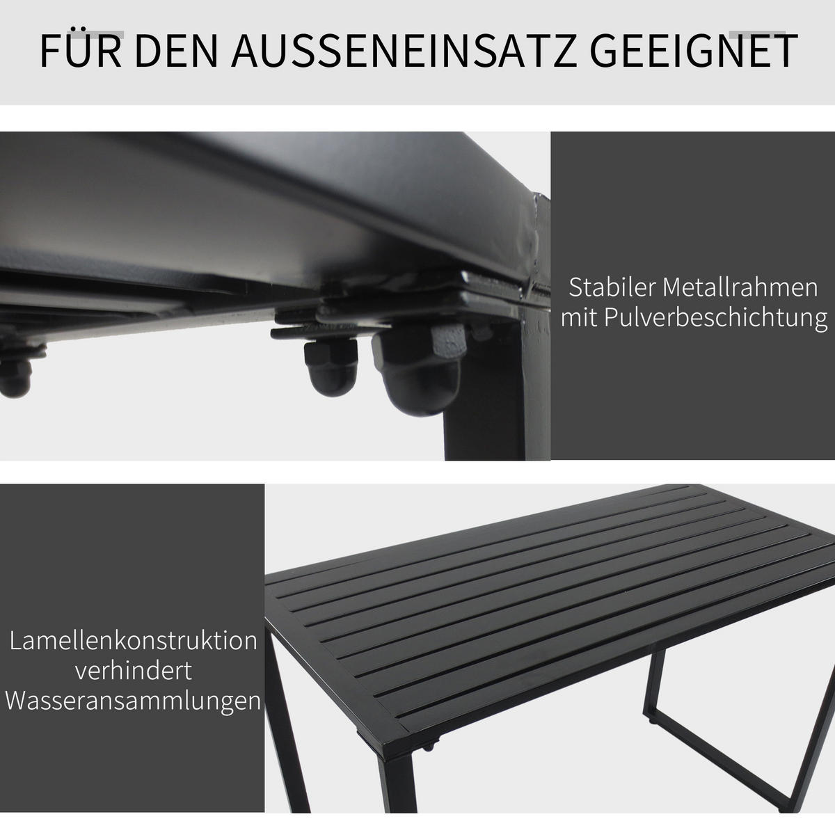 MÖBELSET Festgarnitur, Schwarz, Metall - Schwarz, Metall - Outsunny