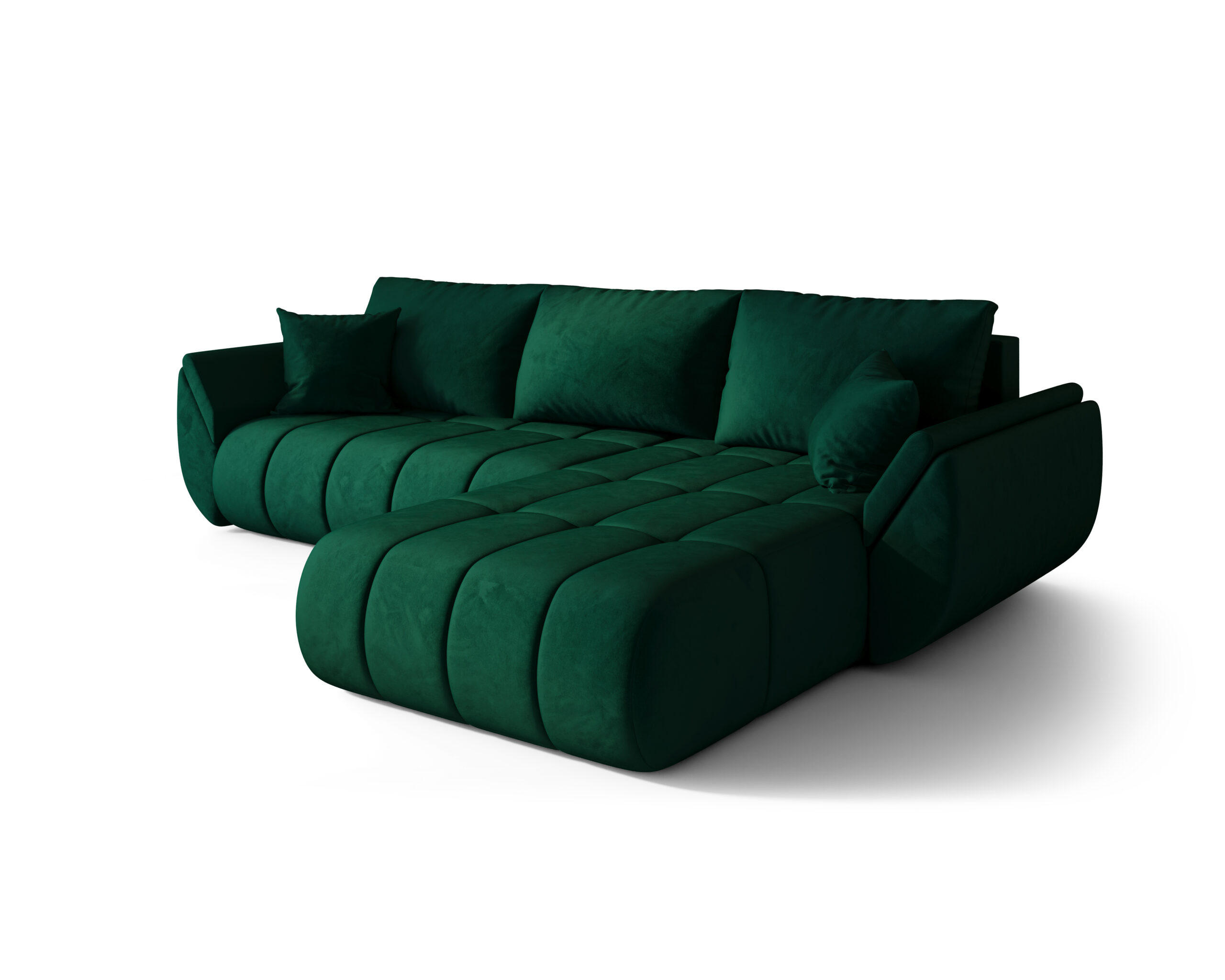 ECKSOFA TOKYO PREMIUM mit Schlaffunktion, Stoff MONOLITH, Grün, Rechts - Grün, Holz (280/190cm) - Kaiser Möbel