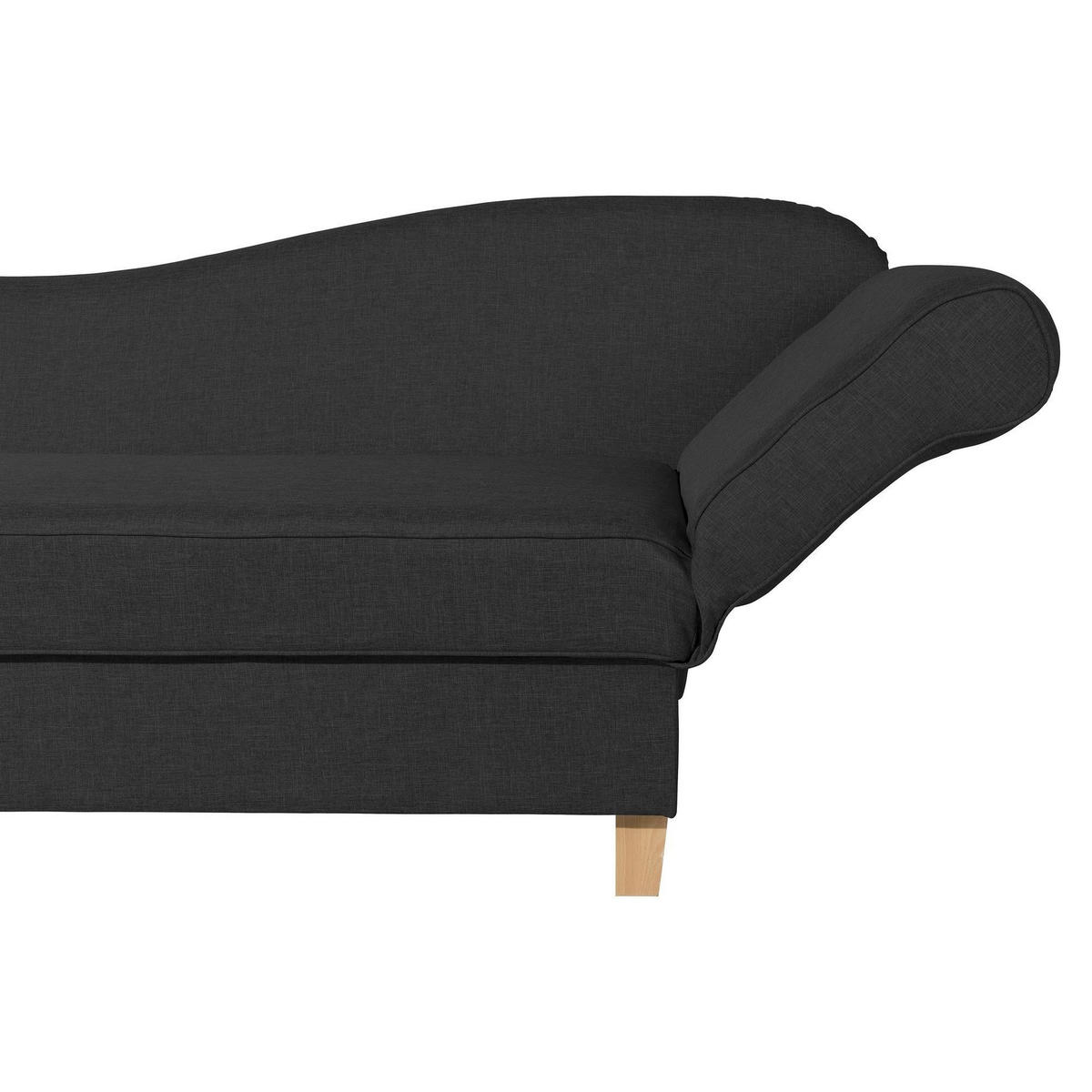 RECAMIERE mit Armteil rechts klappbar Katia Bezug Flachgewebe Buche natur / schwarz - Schwarz, Kunststoff (190/82/88cm) - 58aufmkessel