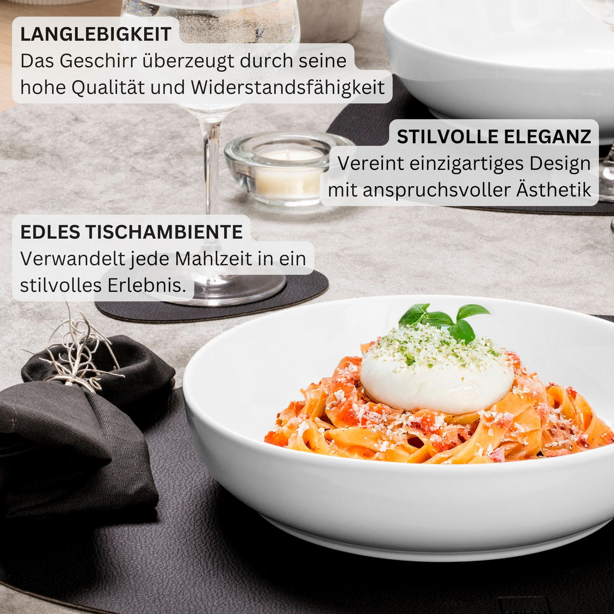 PASTASCHALEN MARLO - 6 teilig aus Porzellan - Weiß, Keramik (22cm) - Sänger