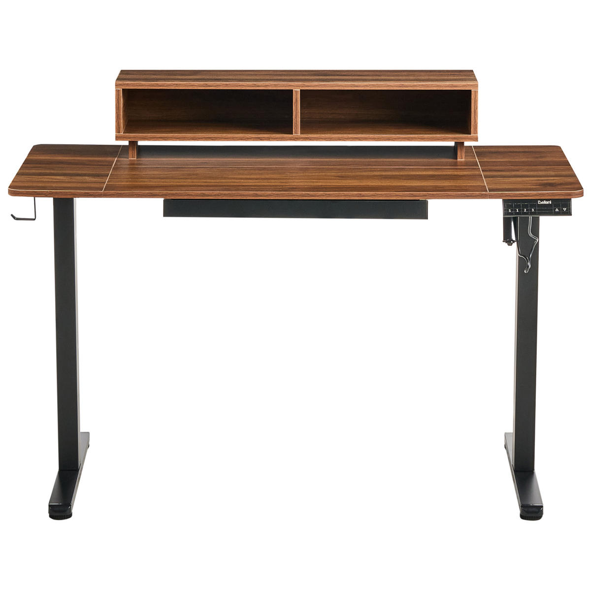 SCHREIBTISCH elektrisch höhenverstellbar 120/60 cm mit USB-Anschluss Braun/Schwarz Lucama - Schwarz/Braun, Holzwerkstoff/Metall (60/120/88cm) - Beliani