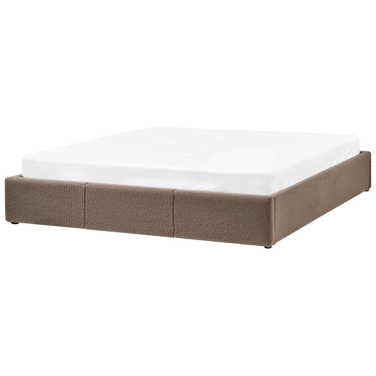 BETT Bouclé 180/200 cm Taupe Dinan - Beige, Textil (180/200cm) - Beliani