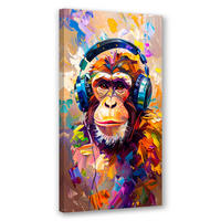 LEINWANDBILD Bunter DJ-Affe mit Kopfhörern 60x120cm - Multicolor, Textil (60/120cm) - Feeby