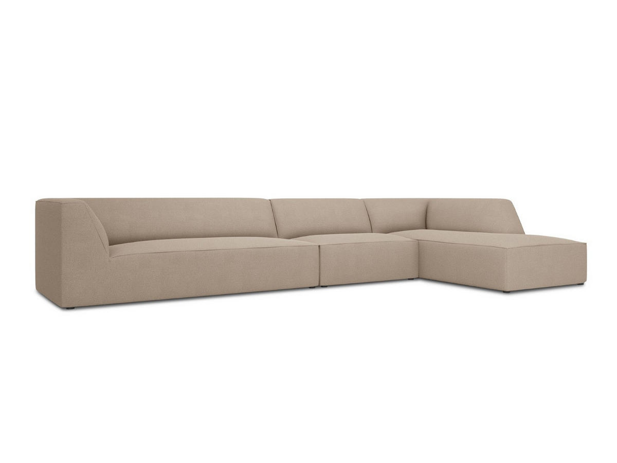 ECKSOFA rechts Ruby aus strukturiertem Stoff dunkelbeige 5 Sitzplätze - Taupe, Textil (180/366cm) - Micadoni