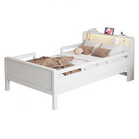 BETT 90/200 cm aus Kiefernholz mit LED, Weiß - Weiß, Holz (90/200cm) - OKMYHOME