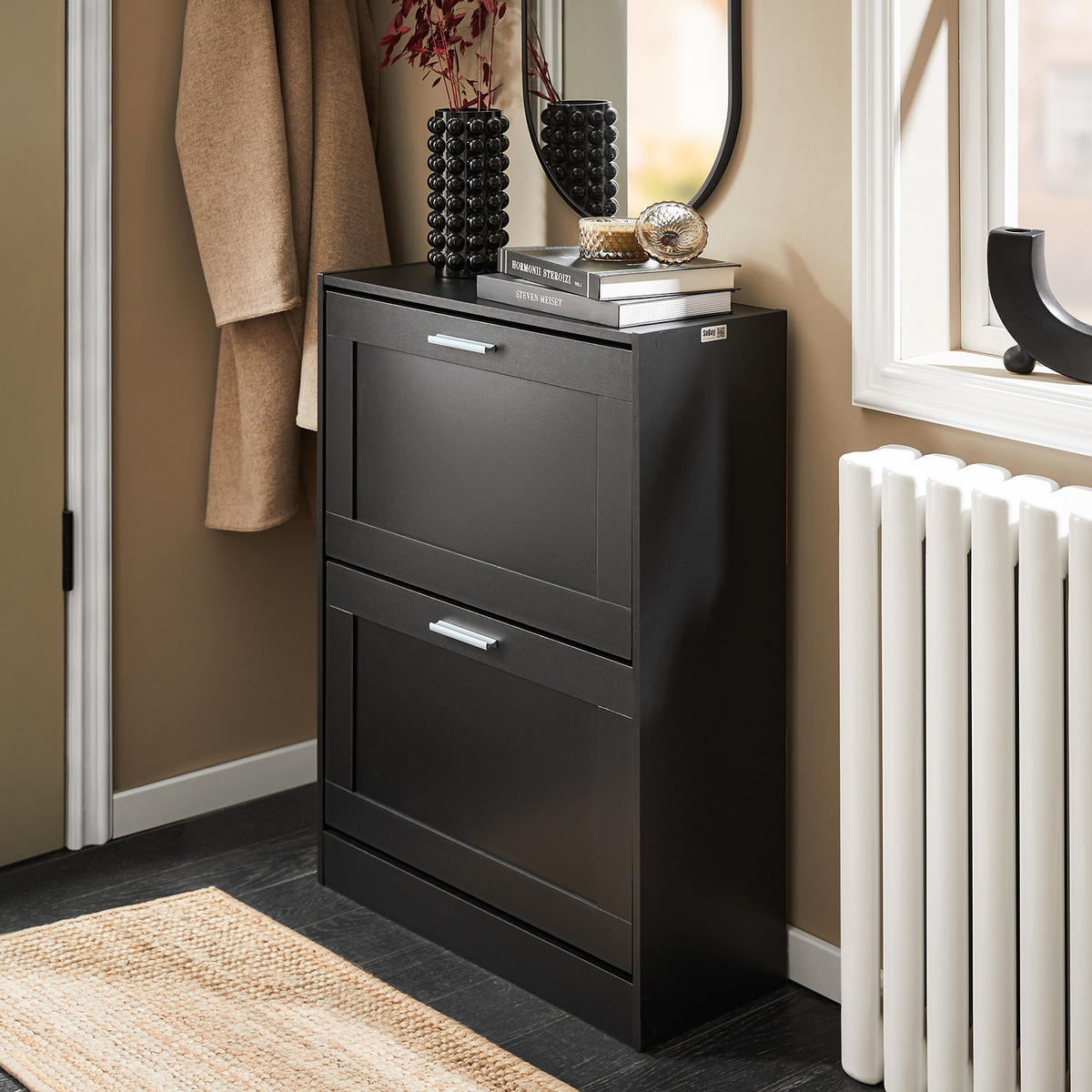 SCHUHSCHRANK Schwarz - Schwarz, Holzwerkstoff (60/80/25cm) - SoBuy