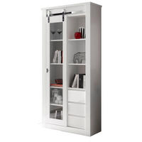 VITRINE weiß Hochglanz 93 x 201 cm, Vitrinenschrank mit Soft-Close - Chromfarben/Weiß Hochglanz, Glas/Holzwerkstoff (93/201/38cm) - Furn.Design