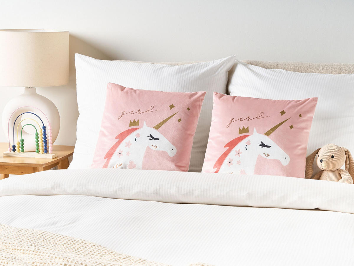DEKOKISSEN 2er-Set Rosa 45/45 cm Uniola - Pink, Textil (45/45cm) - Beliani