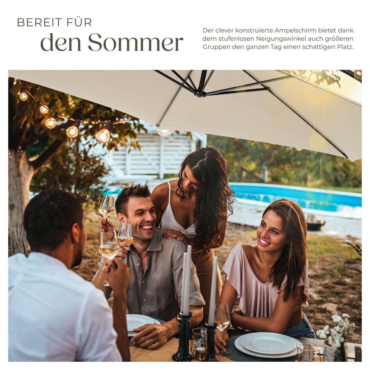 SONNENSCHIRM Ciccio, inklusive Schutzhülle, beige - Beige, Textil (350/350cm) - tectake