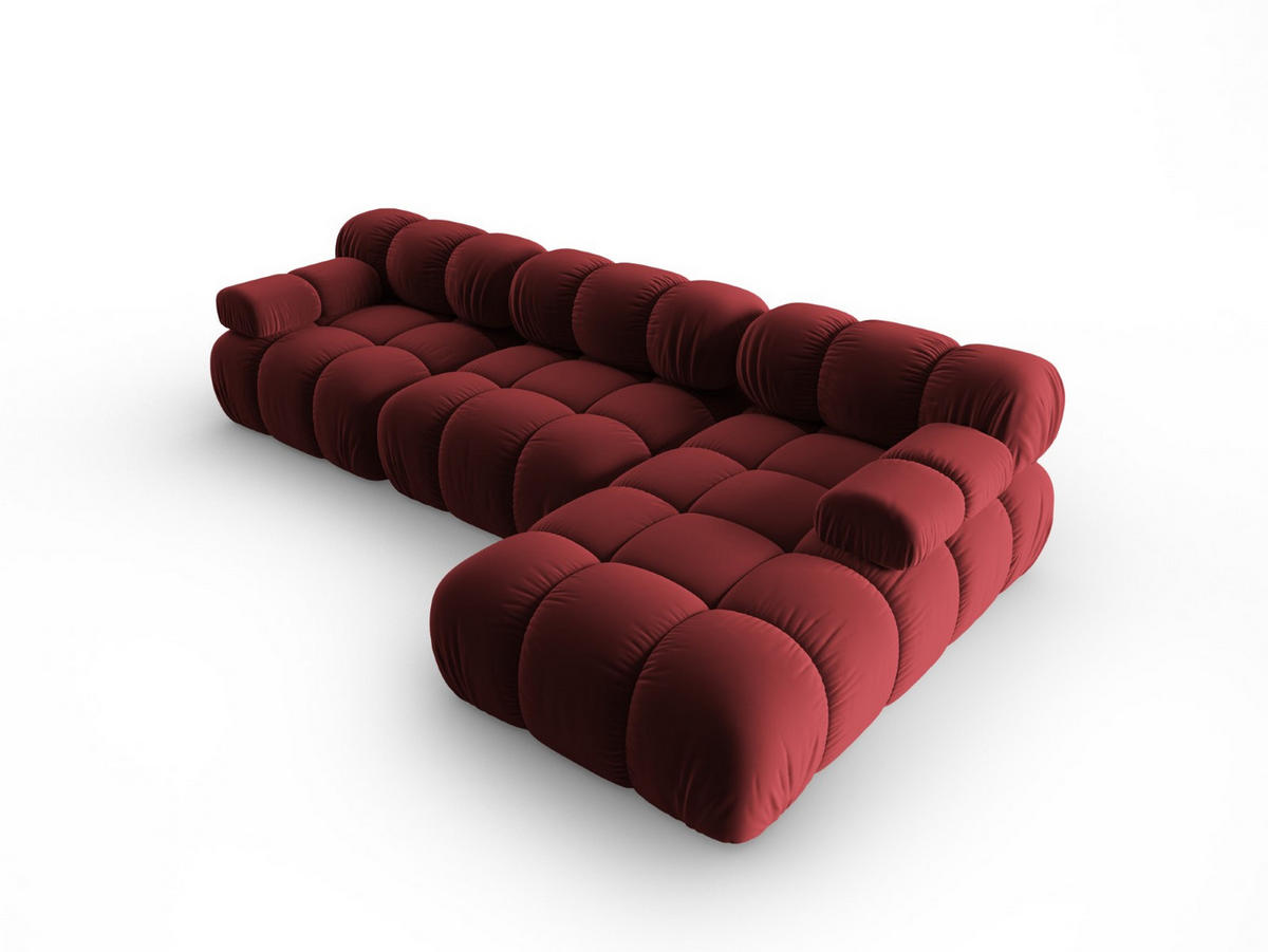 MODULARES-ECKSOFA rechts Bellis aus Samt dunkelrot 4 Sitzplätze - Dunkelrot, Textil (122/285cm) - Micadoni