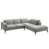 ECKSOFA mit Ottomane - Hellgrau/Schwarz, Textil/Metall (263/238cm) - home24