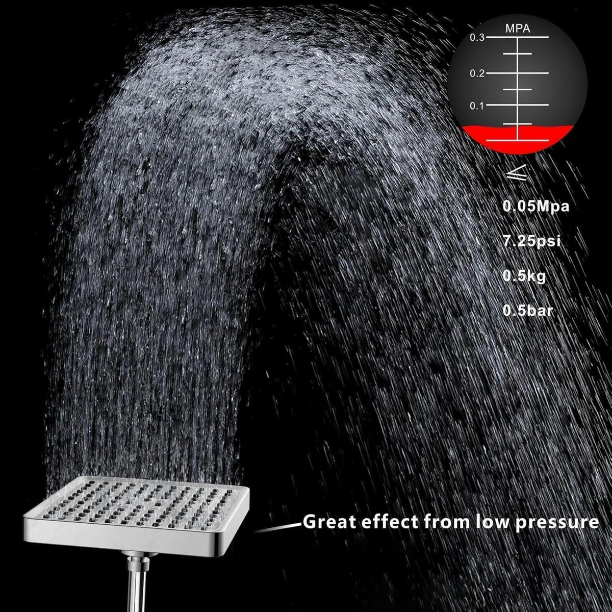 REGENDUSCHE 15 cm Quadratisch Chrom-Finish Hochdruck - Silberfarben, Metall (15/2/15cm)