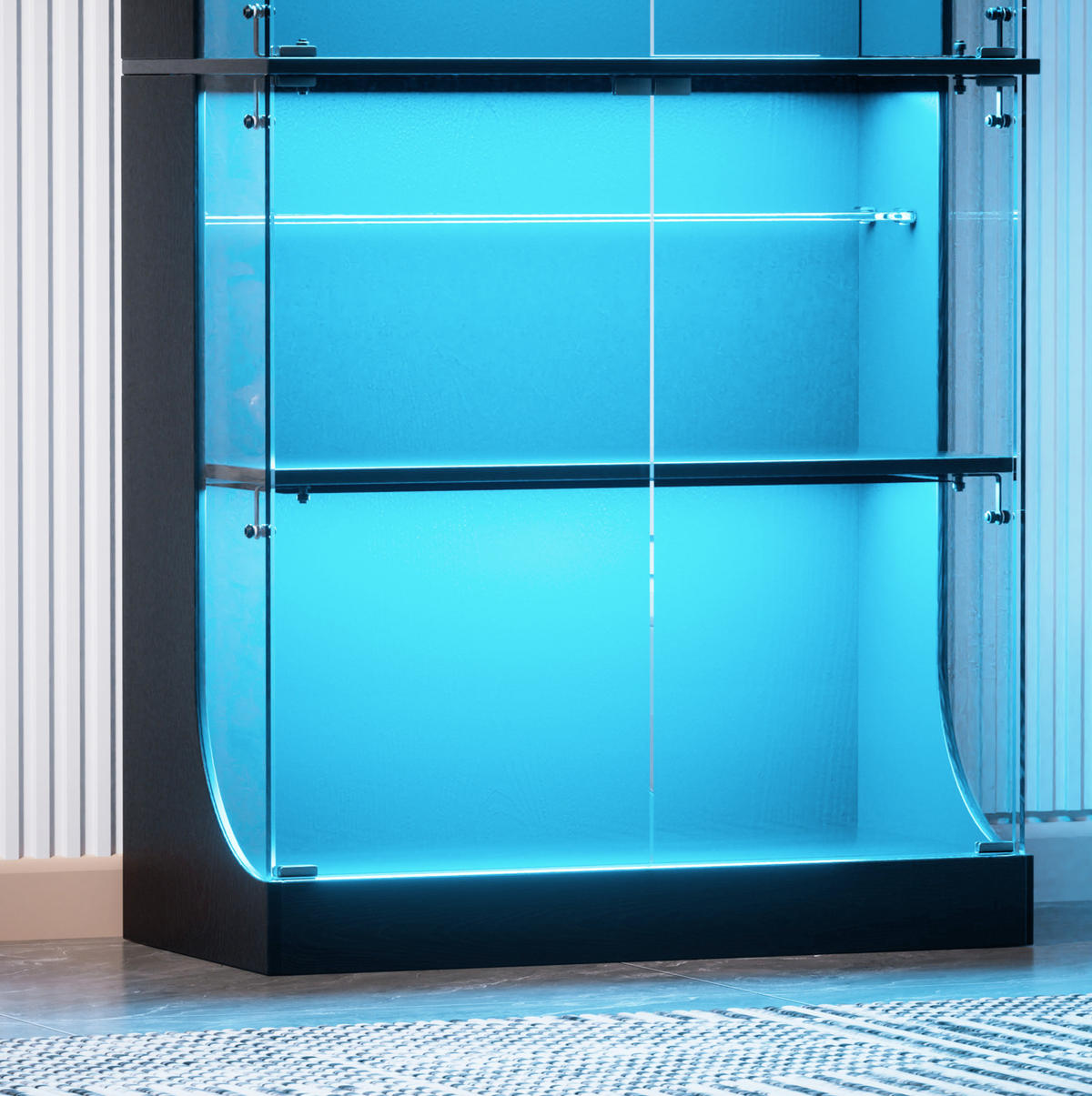VITRINE 80/35/165 cm schwarz aus Glas und Holzwerkstoff mit LED-Beleuchtung - Schwarz, Glas (35/165/80cm) - OKMYHOME