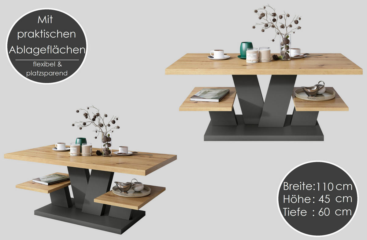 COUCHTISCH rechteckig Weiß Hochglanz - Schwarz matt 110/60/45 cm - Weiß Hochglanz/Schwarz, Holzwerkstoff (60/110/45cm) - designimpex