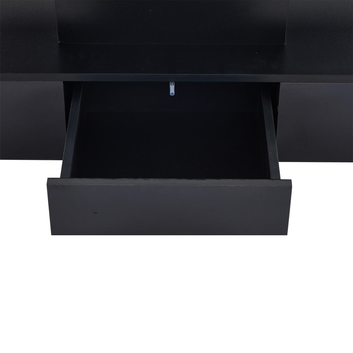 COUCHTISCH in Schwarz LED-Kaffeetisch mit Ausstellungsregal und 1 Schiebeschubladen für Wohnzimmer, B100/T50/H39cm - Schwarz, Holzwerkstoff (50/100/39cm) - STILVORA