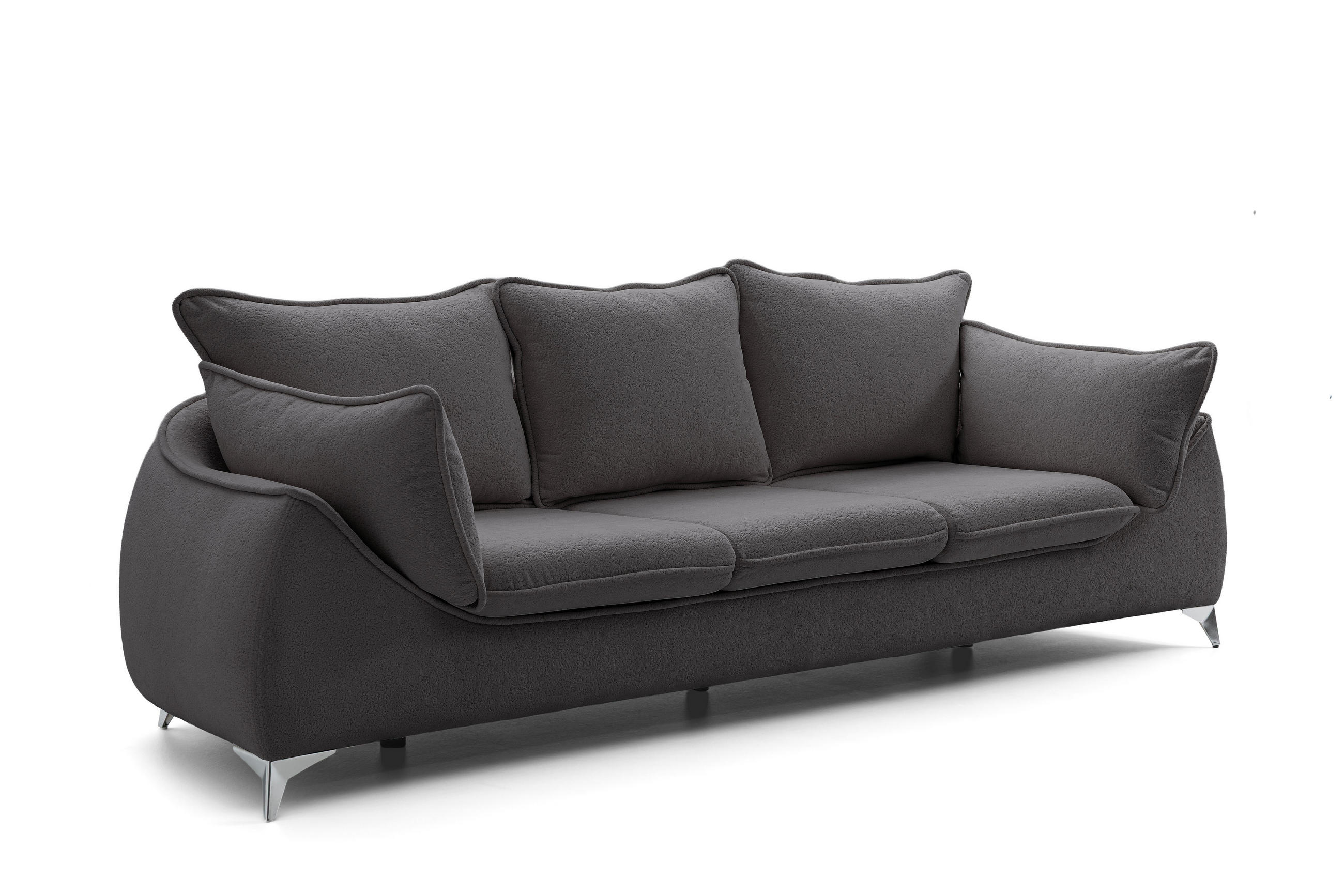 3-SITZER SOFA MELANI elegant Stillvoll Polstersofa 252 cm - Chromfarben/Anthrazit, Holz/Textil (252/90/88cm) - Muffo