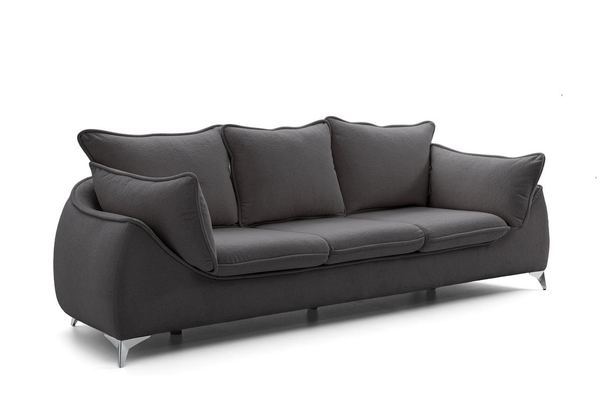 3-SITZER SOFA MELANI elegant Stillvoll Polstersofa 252 cm - Chromfarben/Anthrazit, Holz/Textil (252/90/88cm) - Muffo