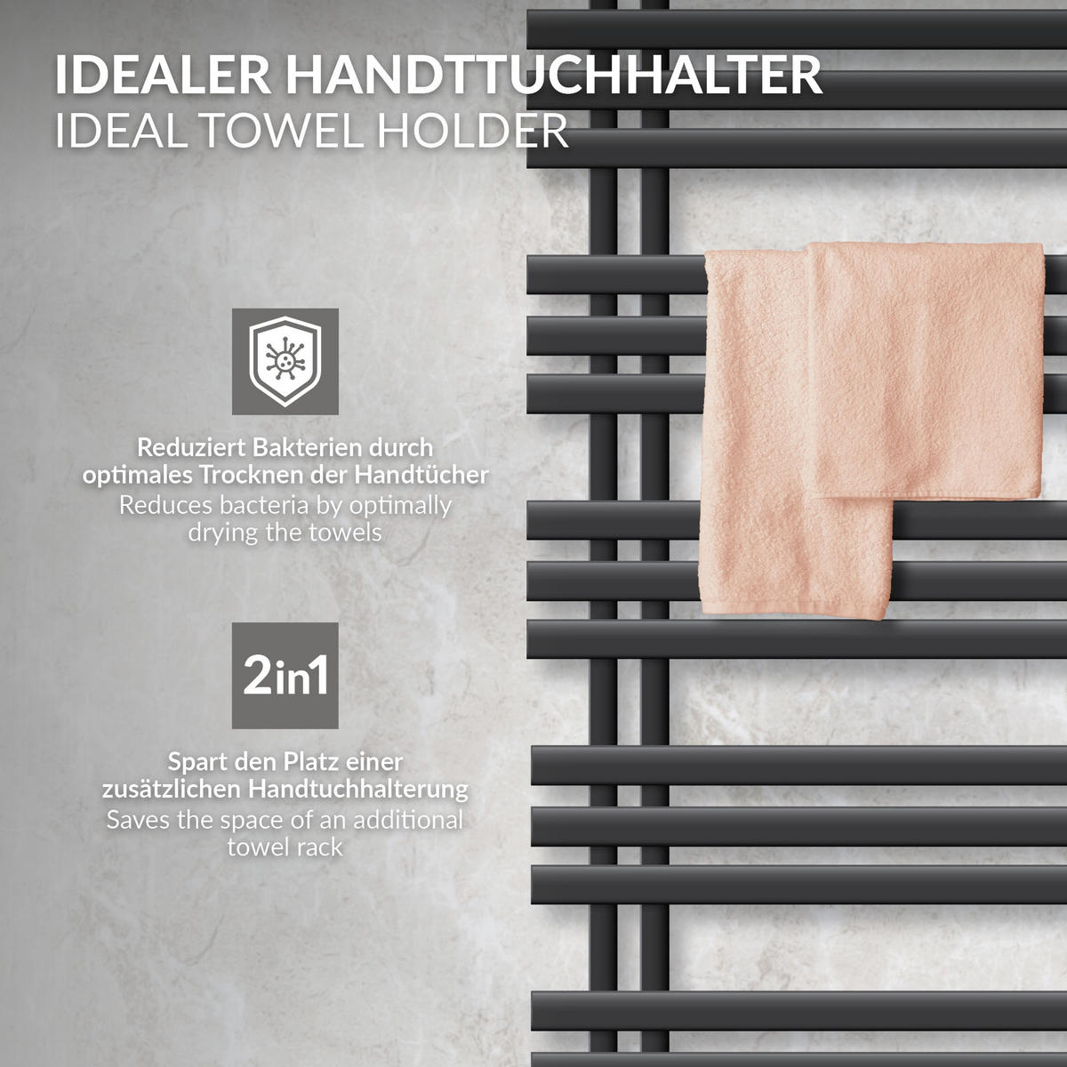 KOUPELNOVÝ radiátor Iron EM 500x1600 antracit - antracitová, kov (50/160/3cm) - LuxeBath