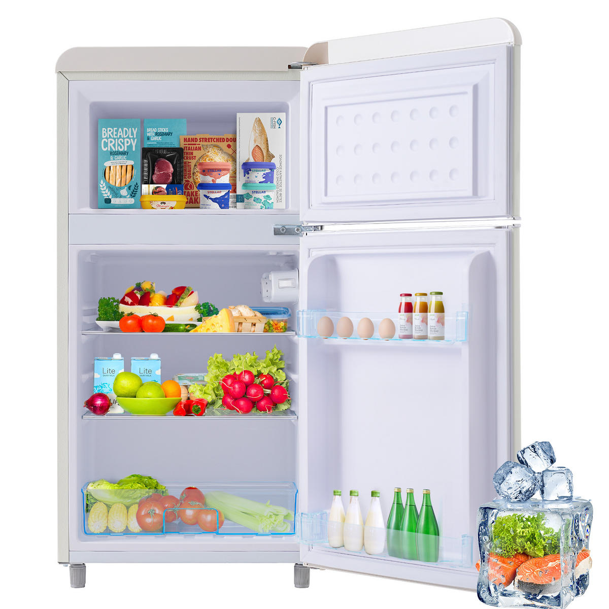KÜHLSCHRANK 46/45/91 cm Weiß 72L mit LED-Licht - Weiß, Metall (45/91/46cm) - Oxeza