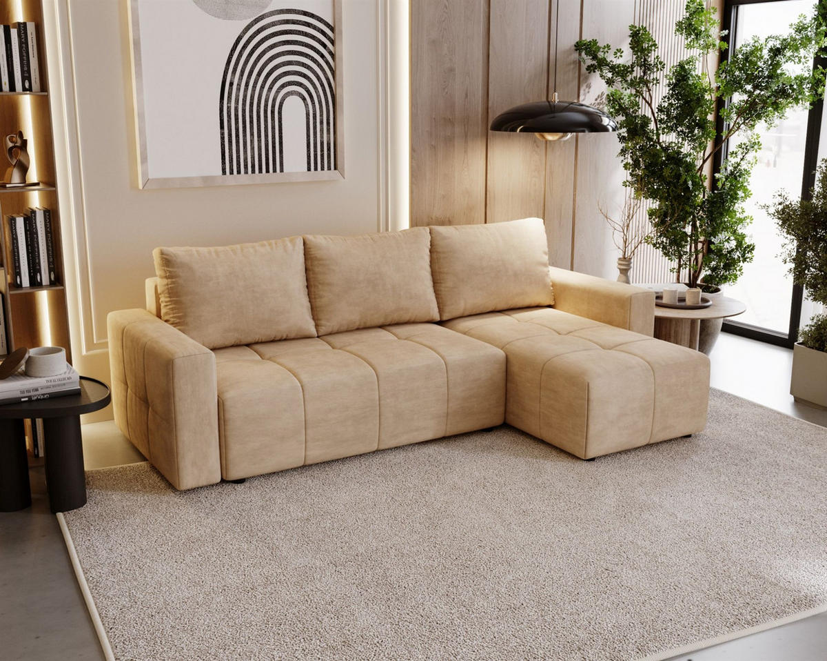 ECKSOFA Noha In Paros - Beige, Holzwerkstoff/Textil (231/142cm) - Fun Möbel