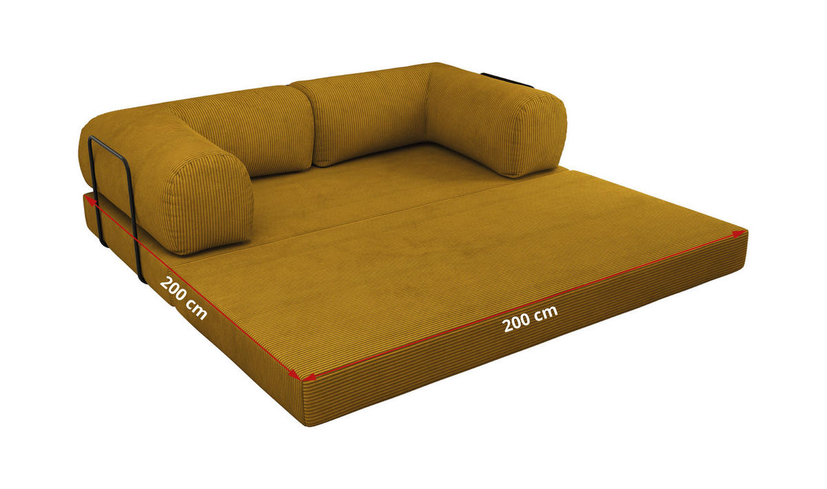 TROJMIESTNA POHOVKA ORSETTO - Oranžová Manšester - oranžová/čierna, kov/textil (200/70/100cm) - MKS