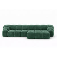 ECKSOFA Modulare L-Form, Veloursstoff Bluvel, Grün, Rechts, CROISSANT L - Grün, Holz (305/190cm) - Kaiser Möbel