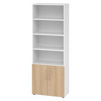 KOMBISCHRANK - 2 plus 4 Ordnerhöhen 42/80/215,6 cm in Weiß/Eichefarben - Eichefarben/Weiß, Holzwerkstoff (80/215.6/42cm) - bümö