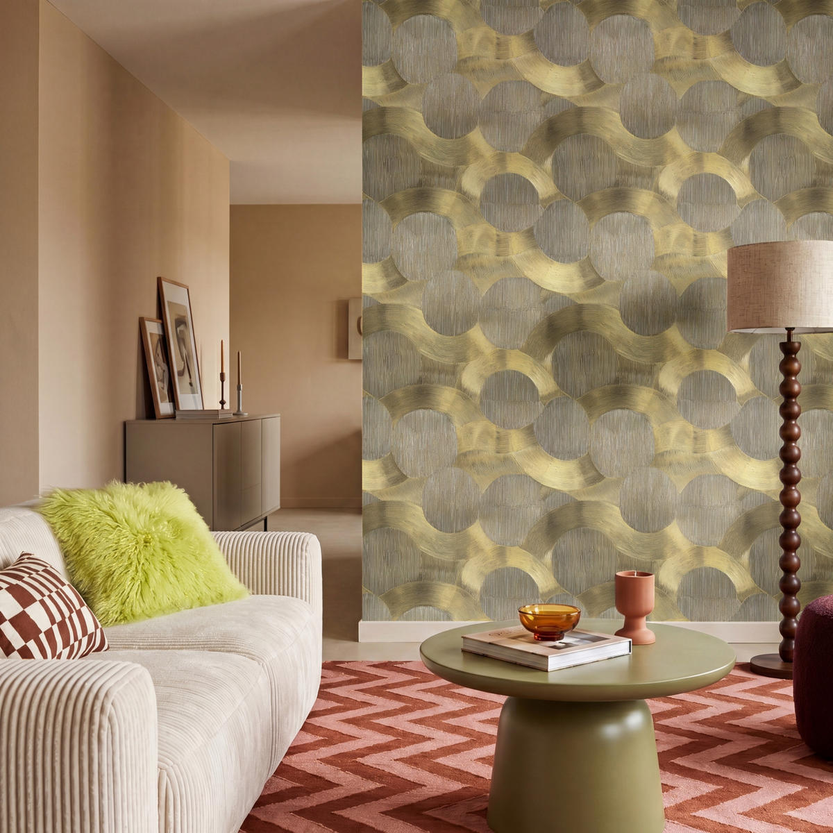 TAPETE - Modern - Geometrisch - Gold - 160x220 cm - Goldfarben, Papier (160/220cm) - OnlyWow