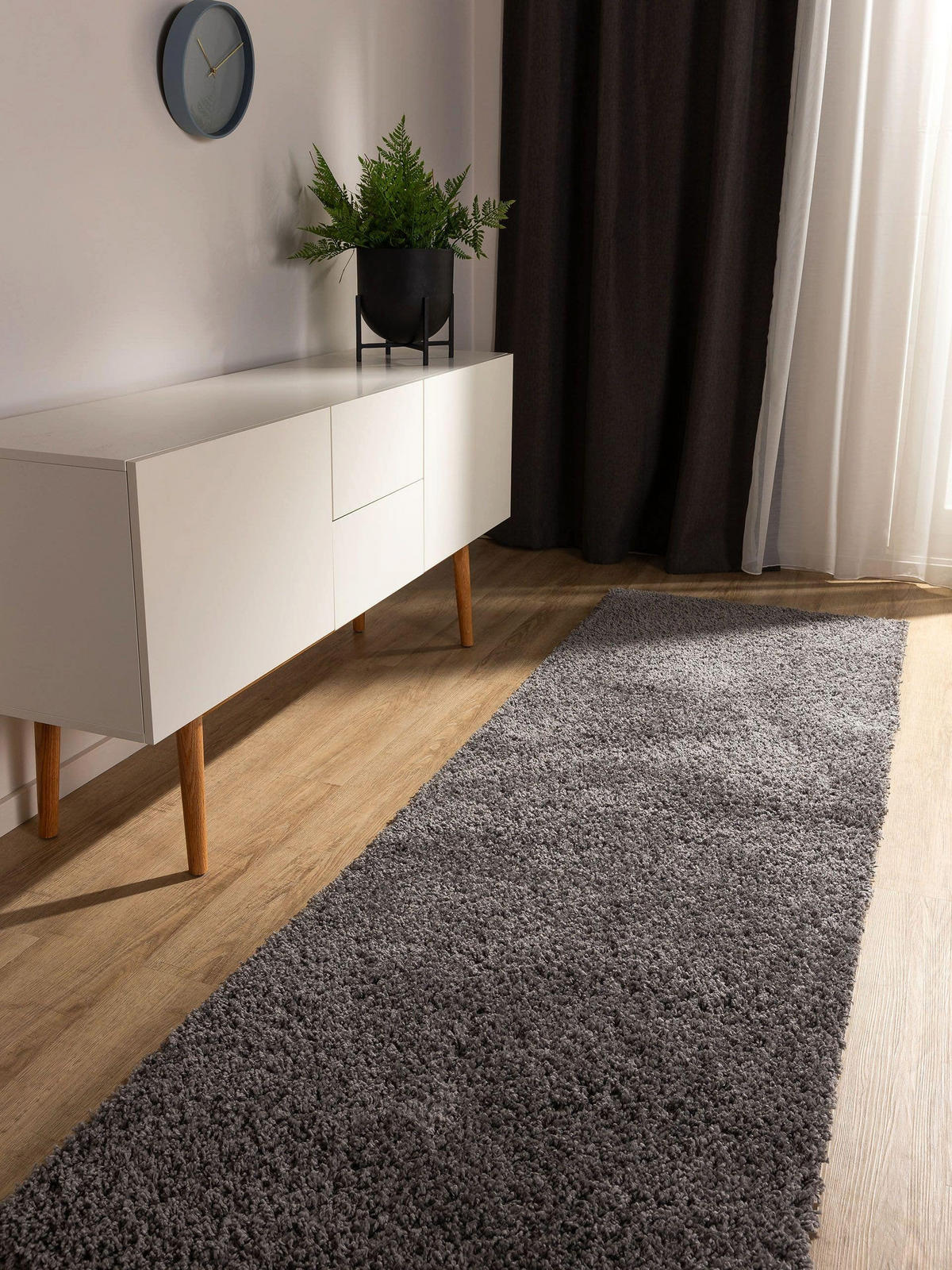 HOCHFLORTEPPICH Soho Grau 80x250 cm - Grau, Kunststoff (80/250cm) - benuta