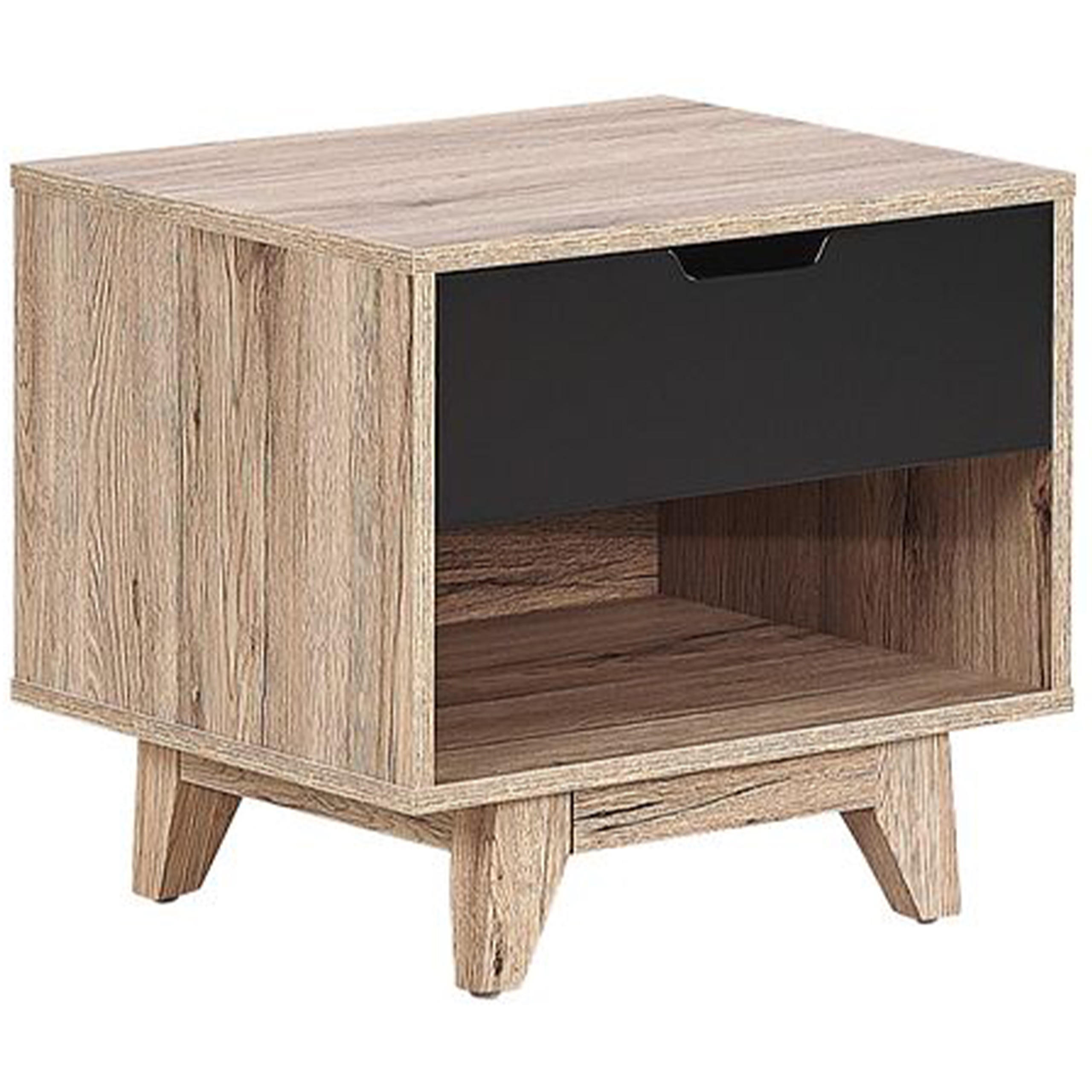 NACHTTISCH heller Holzfarbton/Schwarz Spencer - Schwarz/Braun, Holzwerkstoff (50/46/40cm) - Beliani