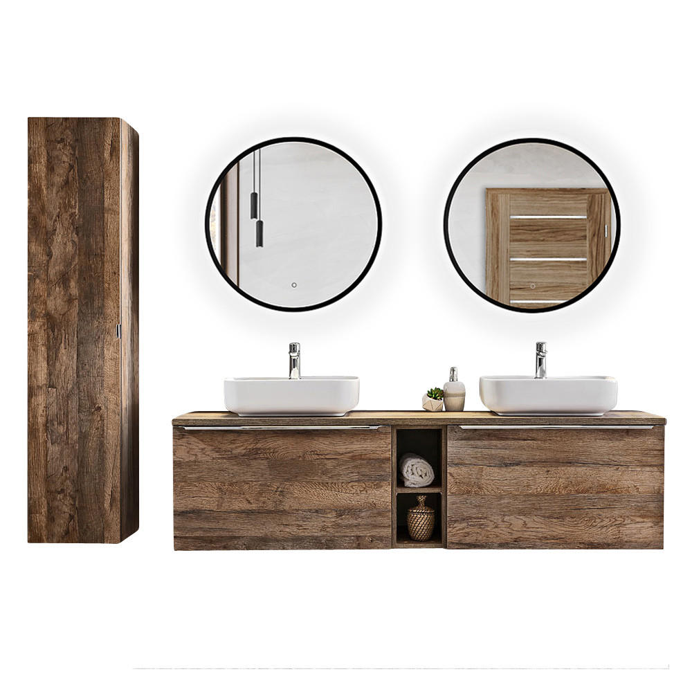 BADMÖBEL-SET 9-TLG. Puebla-56 - Braun, Holzwerkstoff (225/200/46cm) - Lomado