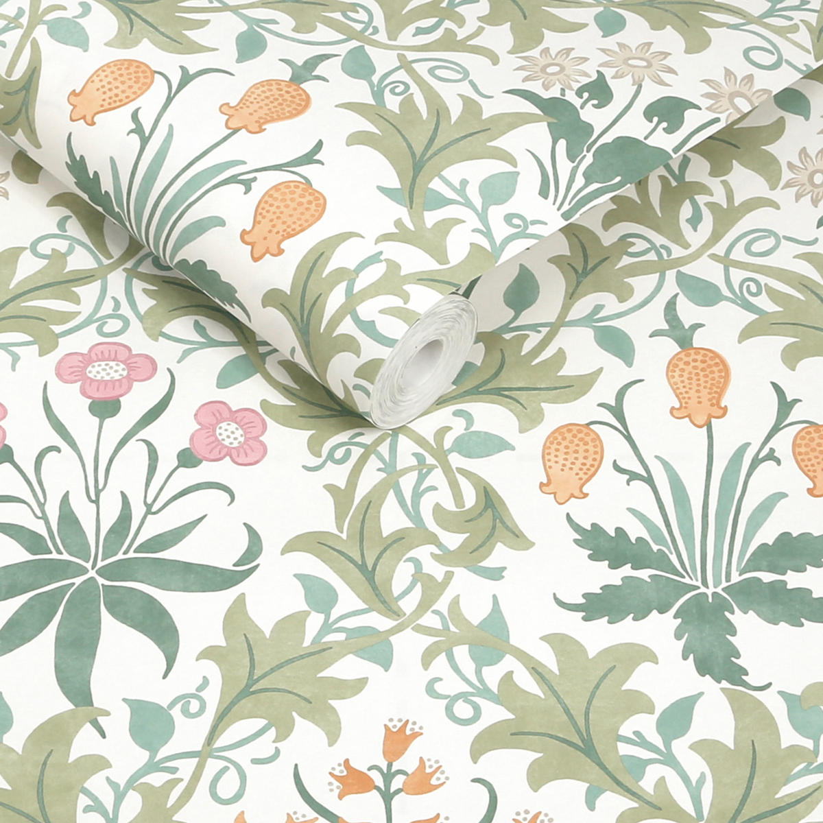 VLIESTAPETE Celandine Schöllkraut Spring 1000x52cm - Weiß/Grün, Papier/Kunststoff (52/1000cm) - William Morris at Home