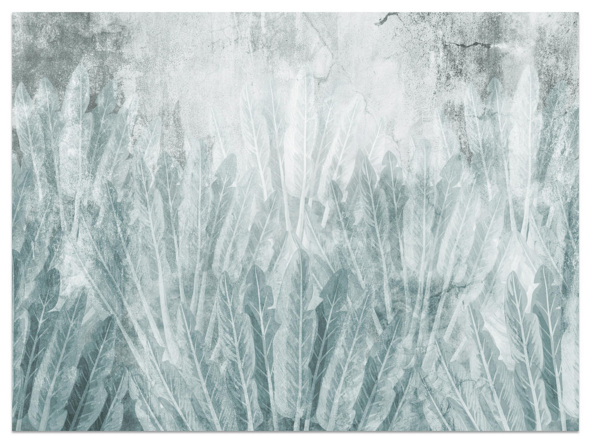 FOTOTAPETE Bananenstauden auf Beton 300x210 - Blau/Grau, Papier (300/210cm) - Muralo