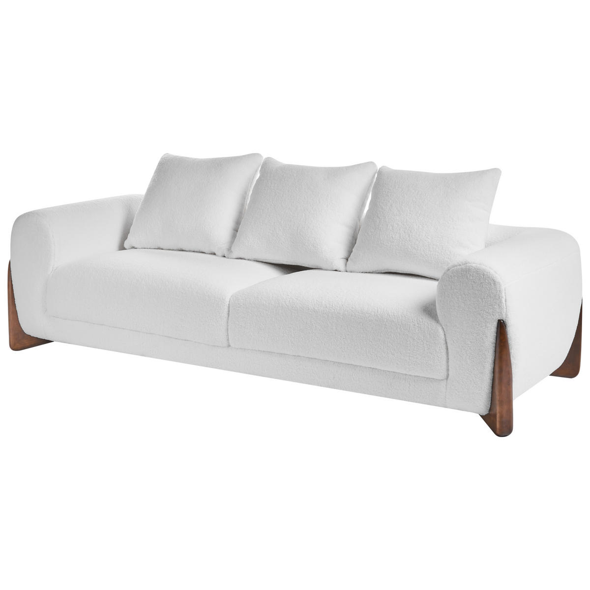 SOFA-SET 6-Sitzer Bouclé Weiß Vinliden - Weiß/Braun, Textil (217/82/87cm) - Beliani