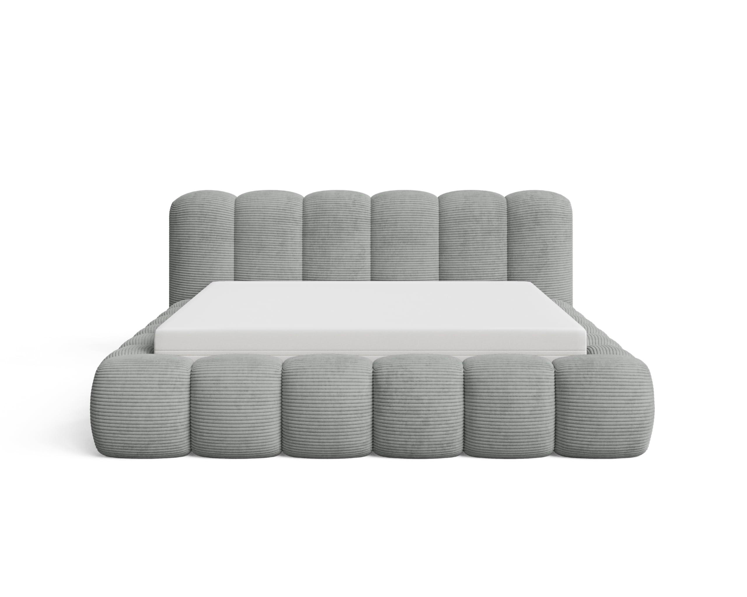 POLSTERBETT 180x200 mit Bettkasten, Lattenrost und Kopfteil, Poso Cord-Stoffbezug Dunkelgrau - Dunkelgrau, Holz (180/200cm) - Chilly