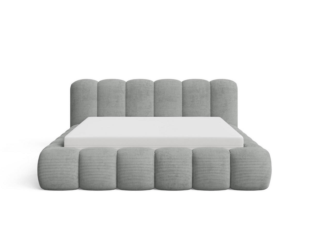 POLSTERBETT 180x200 mit Bettkasten, Lattenrost und Kopfteil, Poso Cord-Stoffbezug Dunkelgrau - Dunkelgrau, Holz (180/200cm) - Chilly