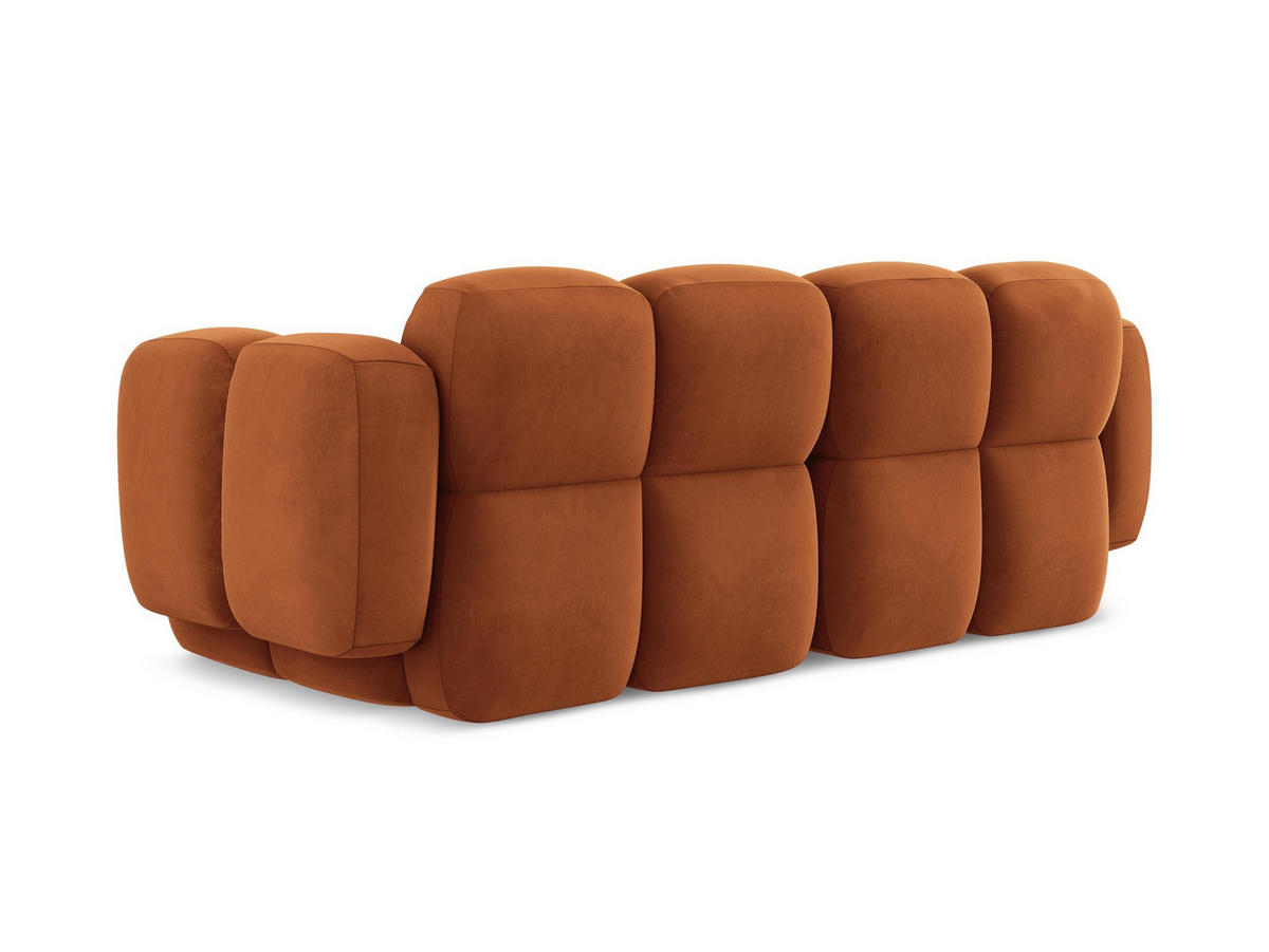 2-SITZER SOFA Samt Stoff Orange - Terra cotta/Schwarz, Holzwerkstoff/Kunststoff (210/72/115cm) - Makamii
