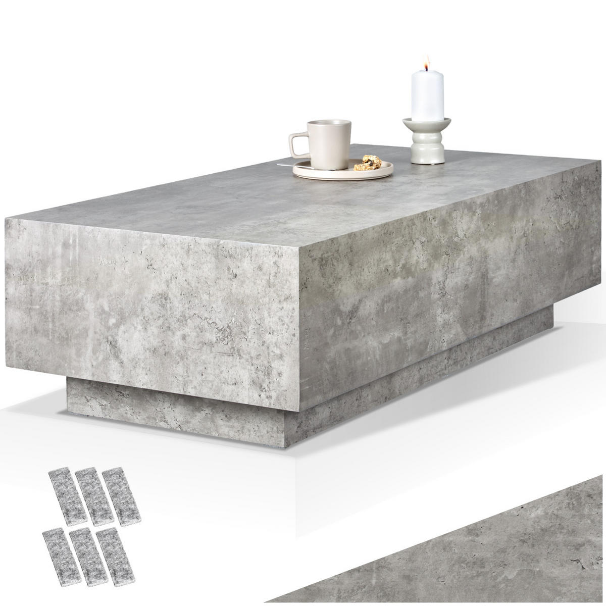 COUCHTISCH Lasley,120 x 60 x 35 cm,Beton Optik - Grau, Holz (60/120/35cm) - tectake