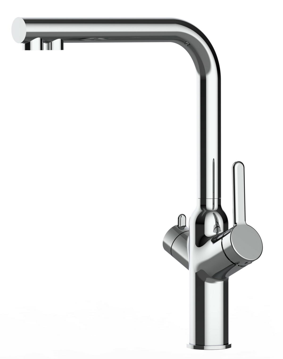 3-WEGE-KÜCHENARMATUR, Verchromt, 360° schwenkbar - Chromfarben, Metall (22.5/34.8/22.5cm) - VIZIO